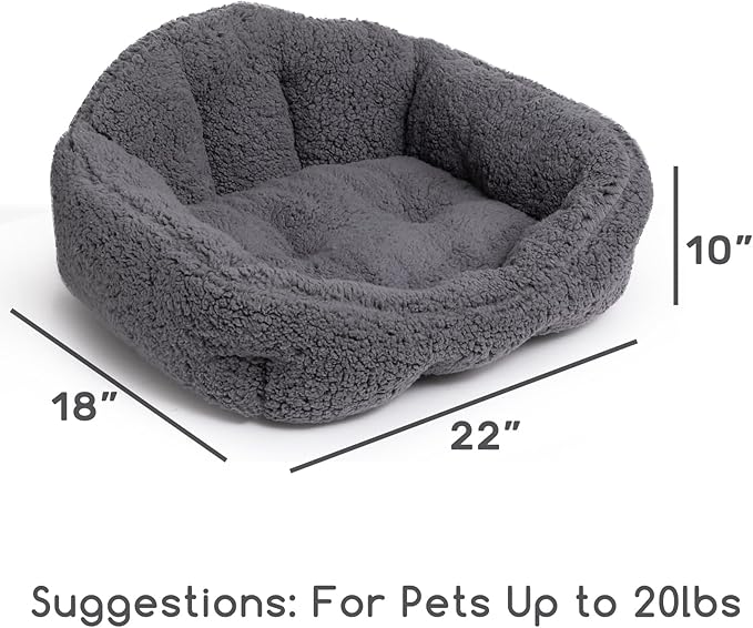 Hollypet Sherpa Fleece Dog Bed, Self-Warming Pet Bed for Small-Sized Dogs Cats Sleeping Bag Cushion, Rectangular Pet Bed, Deep Gray