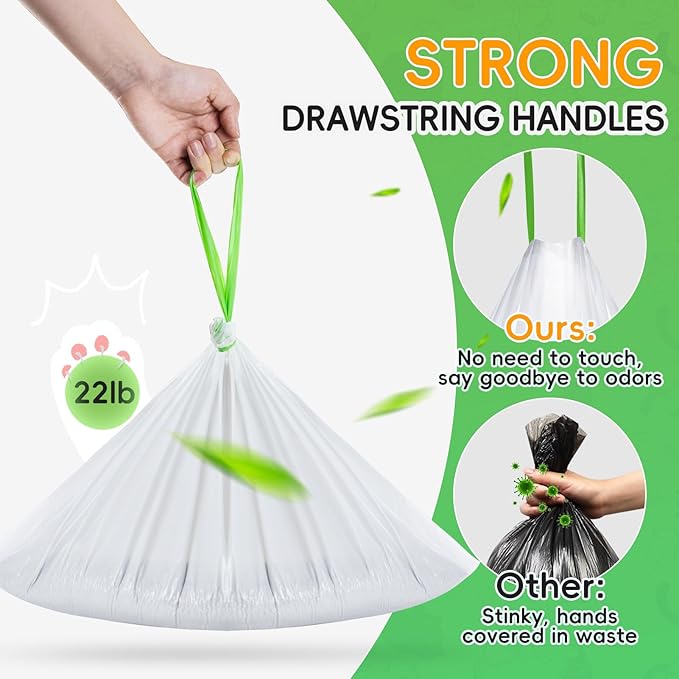 60 Pack Cat Litter Box Liners for Meo Want SC01, MW-SC02, MW-LR01, Extra Thick Drawstring Heavy Duty Leak-proof Disposable Smart Self-Cleaning Litter Box Robot Waste Drawer Trash Bags 18" x 12.6"