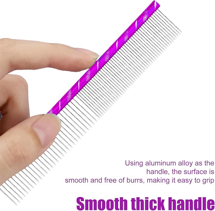 Dog Comb By MEKBOK - Grooms Cats As Well - For Medium to Thick Coats - 8 Inch Length - Rounded Spine - Grooming Tool for Mats and Shedding