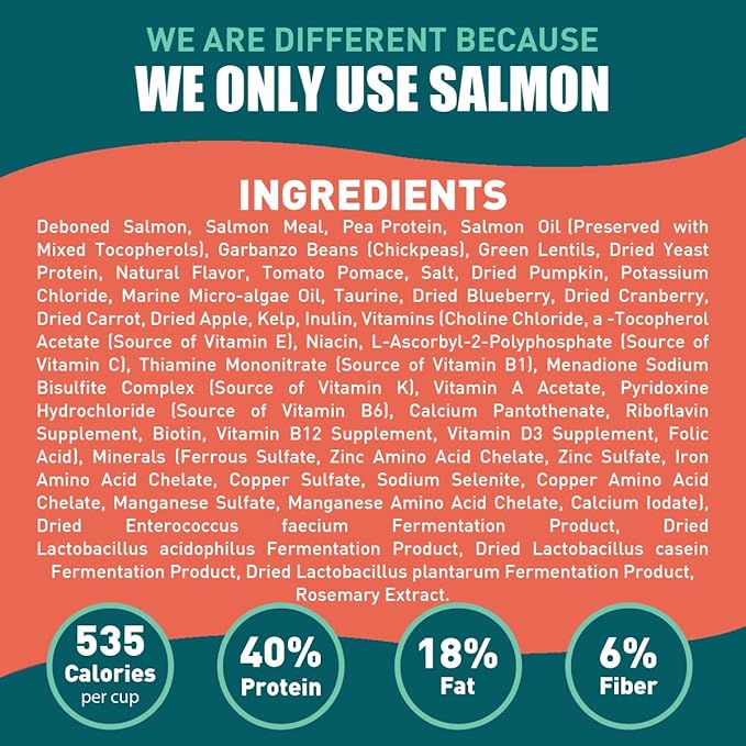 SUPER3+ All-Salmon Freeze-Dried Raw Dry Cat Food, Fortified with Omega Fish Oil, High-Protein, Grain-Free, Allergy & Digestive Support, All-Natural, for Kittens & Adults, 10 lbs