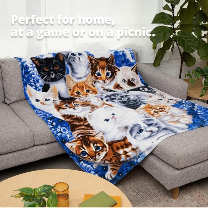 Dawhud Direct Collage Kitten Fleece Blanket for Bed, 50" x 60" Cute Fleece Throw Blanket for Girls, Women, Men and Kids - Super Soft Plush Cat Blanket Throw