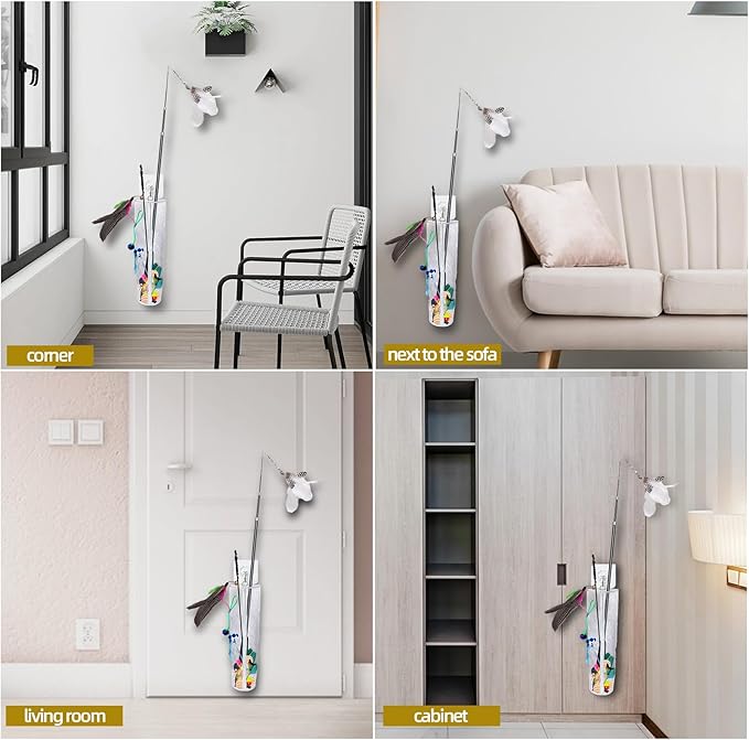 Cat Wand Toy Storage Hanging Bag，Cat Teaser Wand Holder for Organizing Teaser Wand Toys, Create Clutter-Free Cat Life Home