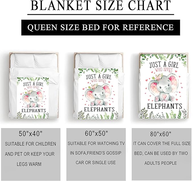 Soft Flannel Elephant Throw Blanket for Kids & Adults - 50"x40"