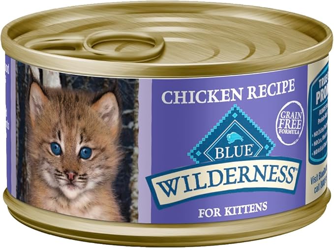 Blue Buffalo Wilderness High-Protein Grain-Free Wet Kitten Food, Chicken Paté Recipe, 3-oz. Cans (Pack of 24)