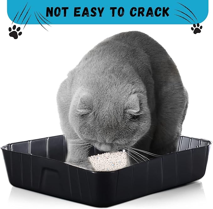 50 Pieces Disposable Litter Boxes for Cats Small Kitty Litter Box Litter Tray for Pets Plastic Litter Boxes for Indoor Cats Kitten Hamster Rabbit Guinea Pig Travel, 15.7 x 11.8 x 3 Inches, Black