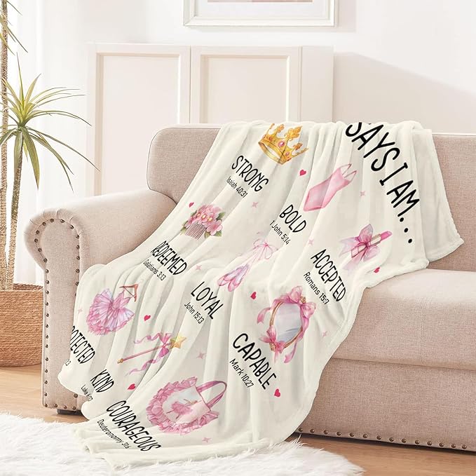 CIUGOIG Christian Gifts for Girls/Women, God Says I Am Dancer Blanket 50"x60", Inspirational Religious Birthday Gifts for Dancer Bible Verse Blanket, Ballet Dance Gifts, Christian Dance Gifts