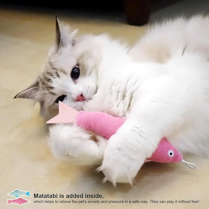 Catnip Matatabi Toys for Cats & Kittens,Cat Toys for Indoor Cats，Cat Kicker Toy（Fish*2）