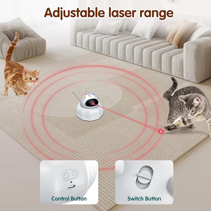 VIWIK 4 in 1 Cat Laser Toy Automatic, Interactive Cat Toys for Indoor Cats, Hide and Seek Kitten Wand Toy,Electronic Toys with Moving Feather, Stocking Stuffers, for Cat Lovers