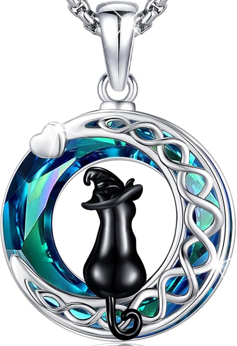 Black Cat/Dolphin/Bat Necklace Animal Pendant 925 Sterling Silver Cute Animal Jewelry Graduation Gifts for Women Men Animal Lovers Christmas Holiday Birthday Fathers Day