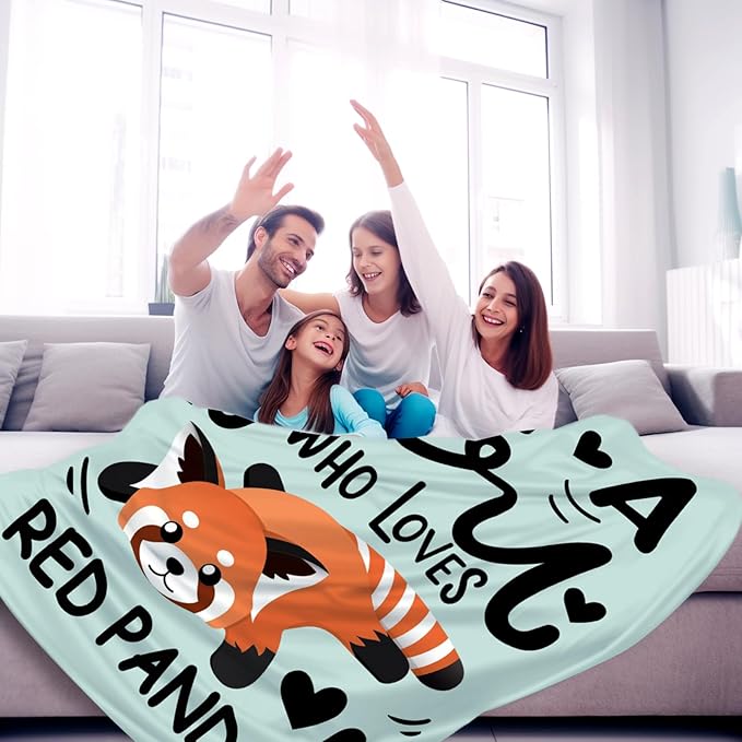 Red Panda Blanket Soft Cozy Warmth Flannel Red Panda Throw Blankets Just A Girl Who Loves Red Panda Blankets Bedding Decor for Red Panda Lover Girls Women Adults Gifts 50"x40"