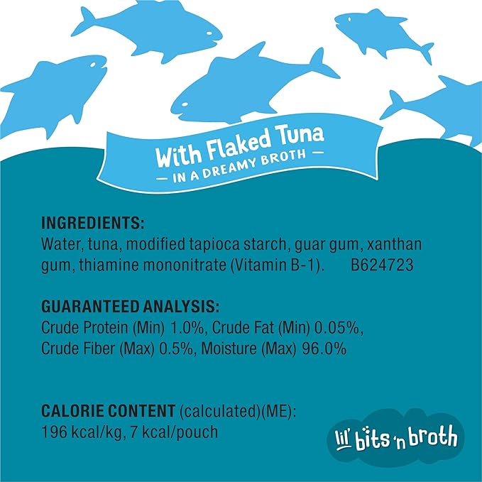 Purina Friskies Lickable Cat Food Toppers Bits ‘n Broth with Flaked Tuna in a Dreamy Broth - (Pack of 16) 1.2 oz. Pouches