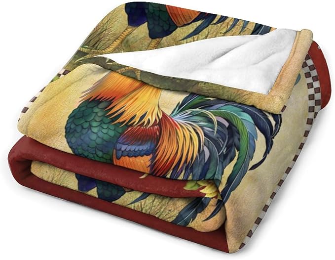 Rooster Blanket Chicken Sunflower Farm Country Animal Red Print Throw Blankets for Couch Sofa Bed Stuff Decor Soft Cozy Fleece Plush Flannel Bedding Gifts for Baby Kids Adults Lover Men Women 40"x50"