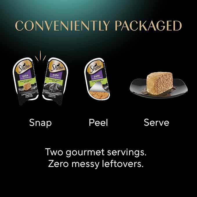 Sheba Perfect Portions Wet Cat Food Pate Roasted Turkey Entree, 2.6 oz. Twin-Pack Trays (24 Count, 48 Servings)