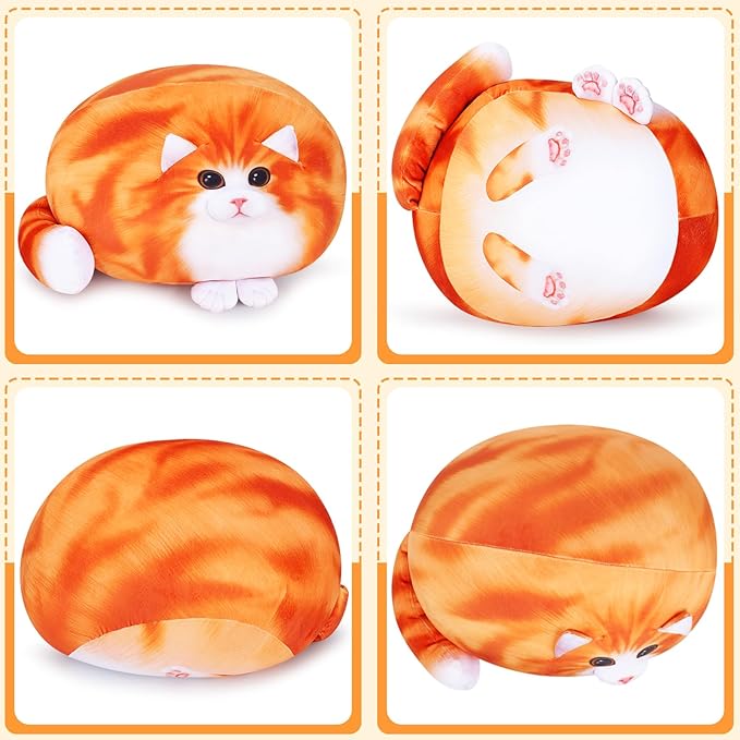 Achwishap Cat Plush,Soft Cat Stuffed Animals,Kawaii Cat Plush Toys,Cute Plushies Cat Body Pillow,Kitten Stuffed Animal Hugging Pillows Plushies Gifts for Kids Adults Birthday(Orange Cat,18”)