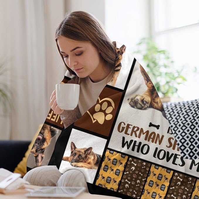 German Shepherd Dog Print Blanket Best Dog Pet Animal Throw Blankets for Couch Sofa Stuff Decor Gifts Lightweight Soft Cozy Fleece Plush Warm Flannel Bedding for Lover Man Woman Teen Adults 60"x80"