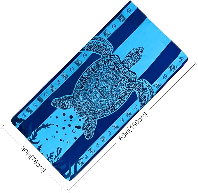 LIVILAN Microfiber Blue Sea Turtle Beach Towel Blanket, Thin Lightweight Absorbent Quick Dry Sand Free Swimming Bath Shower Pool Towels Sea Turtle Gifts for Men Women Girls, 30 X 60