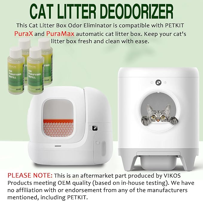 (4 Bottles, Fresh Lotus) Cat Litter Deodorizer for PETKIT PuraX PuraMax Self-Cleaning Cat Litter Box Odor Eliminator for Strong Odor Remover Litter Box Deodorizer Replaced Odor Removers Refills