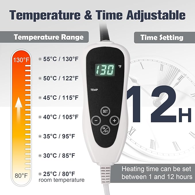 Cat Heating Pad, Waterproof Pet Heating Pad for Cat Dog Outdoor, 11 Adjustable Temperature Cat Warming Bed Mat with Timer, Indoor Heated Cat Bed with Chew Resistant Cord（S: 18'' L X 18W ''）