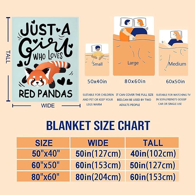 Red Panda Blanket Soft Cozy Warmth Flannel Red Panda Throw Blankets Just A Girl Who Loves Red Panda Blankets Bedding Decor for Red Panda Lover Girls Women Adults Gifts 50"x40"