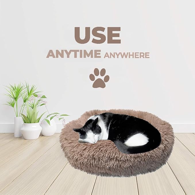 Whiskers & Friends Cat Bed, Cat Beds for Indoor Cats Washable, Small Dog Bed Calming Pet Bed, Cat Beds & Furniture, Large Cat Bed, Kitty Kitten Bed