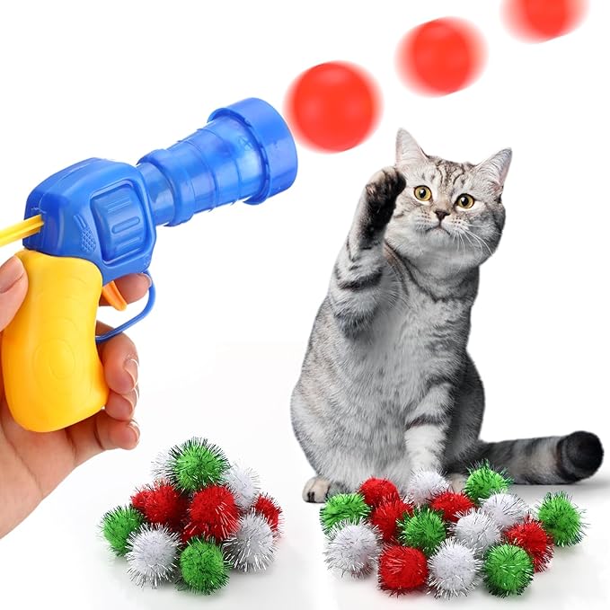 Supervitae 33 Pieces Christmas Stocking Cat Gun Toys Set, Christmas Interactive Cat Toys Set for Cats Xmas Gifts Holiday Party Outdoor Kitten Mouse Toy Plush Toy for Indoor Cats