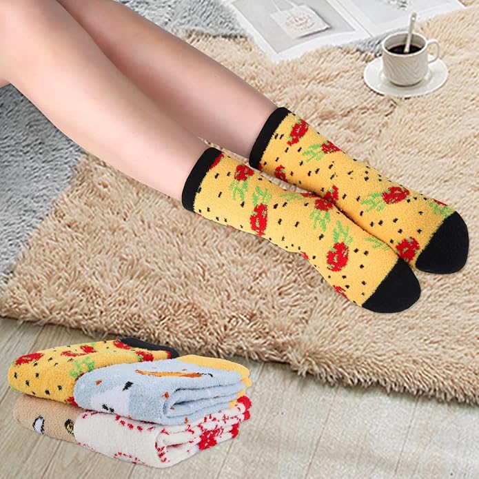 Benefeet Sox Cute Animal Fuzzy Socks for Women Girls Funny 3D Animal Cozy Socks Fluffy Slipper Socks Plush Comfy Soft Socks