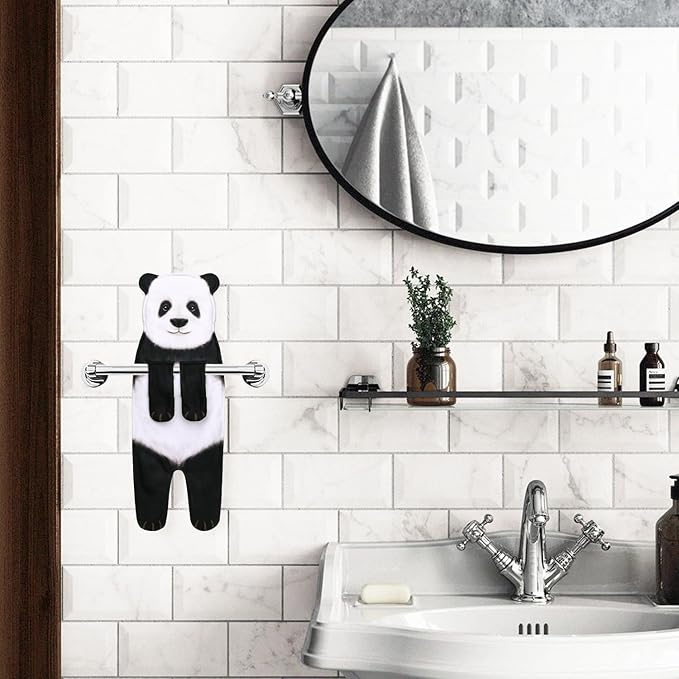 Funny Panda Gifts for Women Men Boys Girls- Cute Panda Hand Towel for Bathroom Kitchen- Unique Housewarming Mothers Valentines Birthday Gag Christmas Gifts for Women Mom Animal Lovers