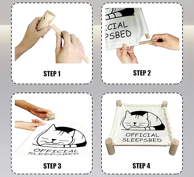 Cozy Official Sleepsbed Cat Beds, Wooden Hammock Bed for Indoor Cats, All Seasons Comfort, Cat Bed Also Suitable for Small Dogs, Pet Beds