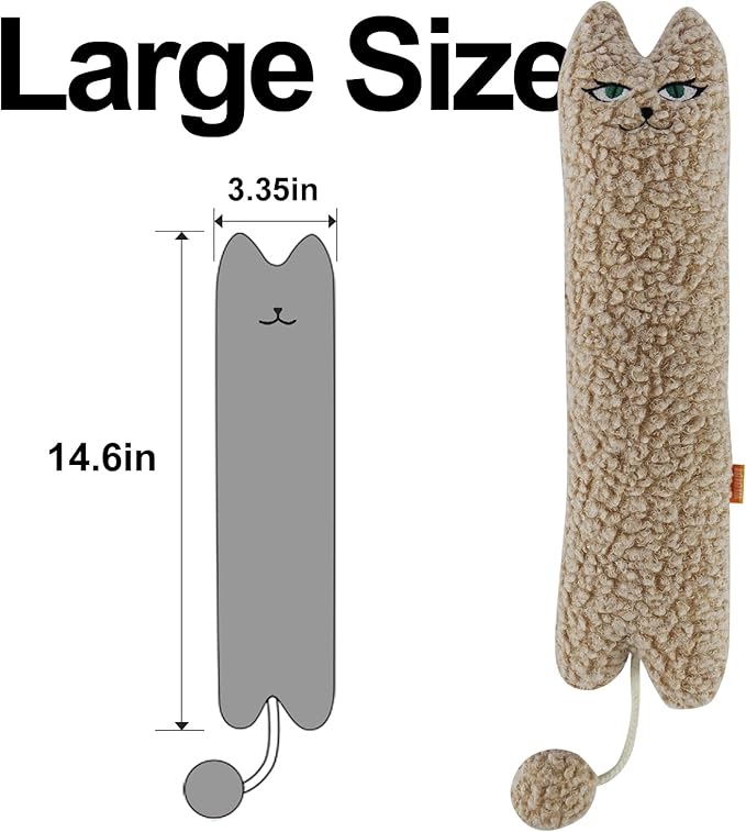 Catnip Silvervine Matatabi Pillow for Cats & Kittens,Cat Kicker Toy,Large Size Cat Pillow Soothing Plush Cat Toy(Beige).