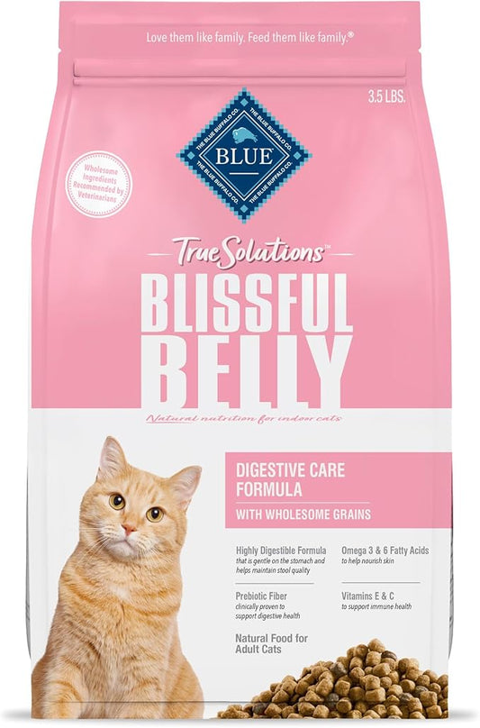 Blue Buffalo True Solutions Blissful Belly Digestive Care Natural Dry Food for Adult Cats, Chicken, 3.5-lb Bag