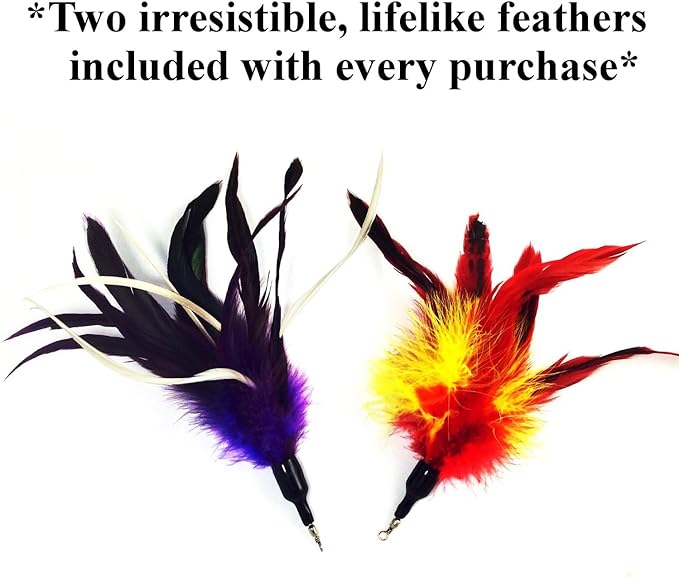 Pet Fit For Life Cat Wand Toy - Irresistible Cat Flirt Pole - Ultimate Feather Teaser for Indoor Cats - Safe & Durable for Interactive Play