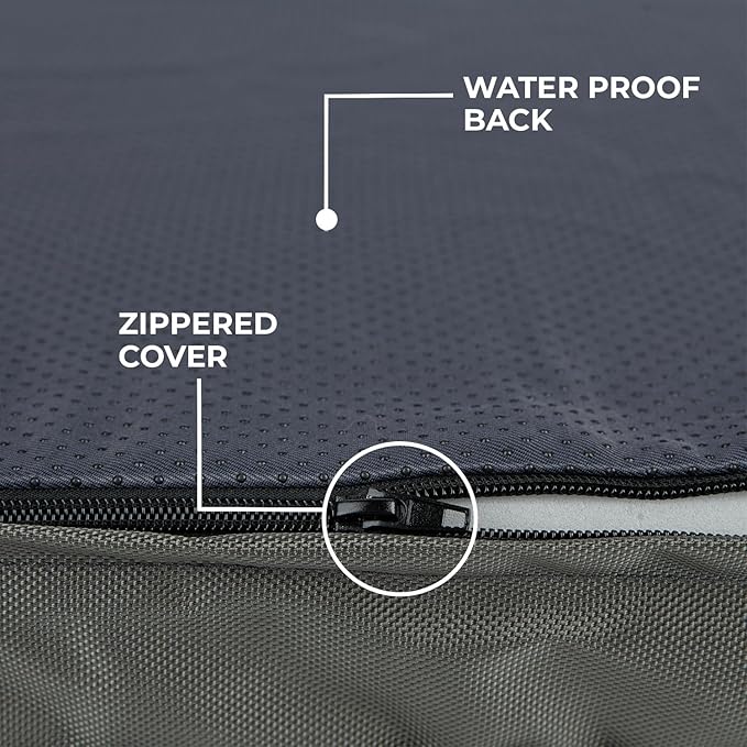 Best Pet Supplies Cute Dog Crate Mat Flat Bed with Waterproof Exterior, Thick Orthopedic Egg Foam Mattress, and Soft Sherpa Fleece Cover for Small, Medium, and Large Breeds - Gray, 41X29X4