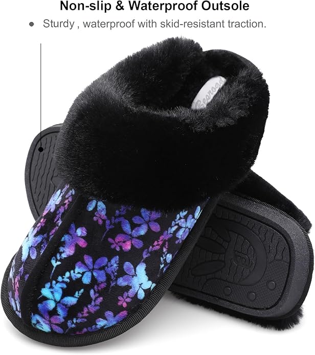 Besroad Winter Fuzzy House Slippers Sandals Plush Faux Fur Fluffy Flats Slippers Warm Slide Shoes for Women