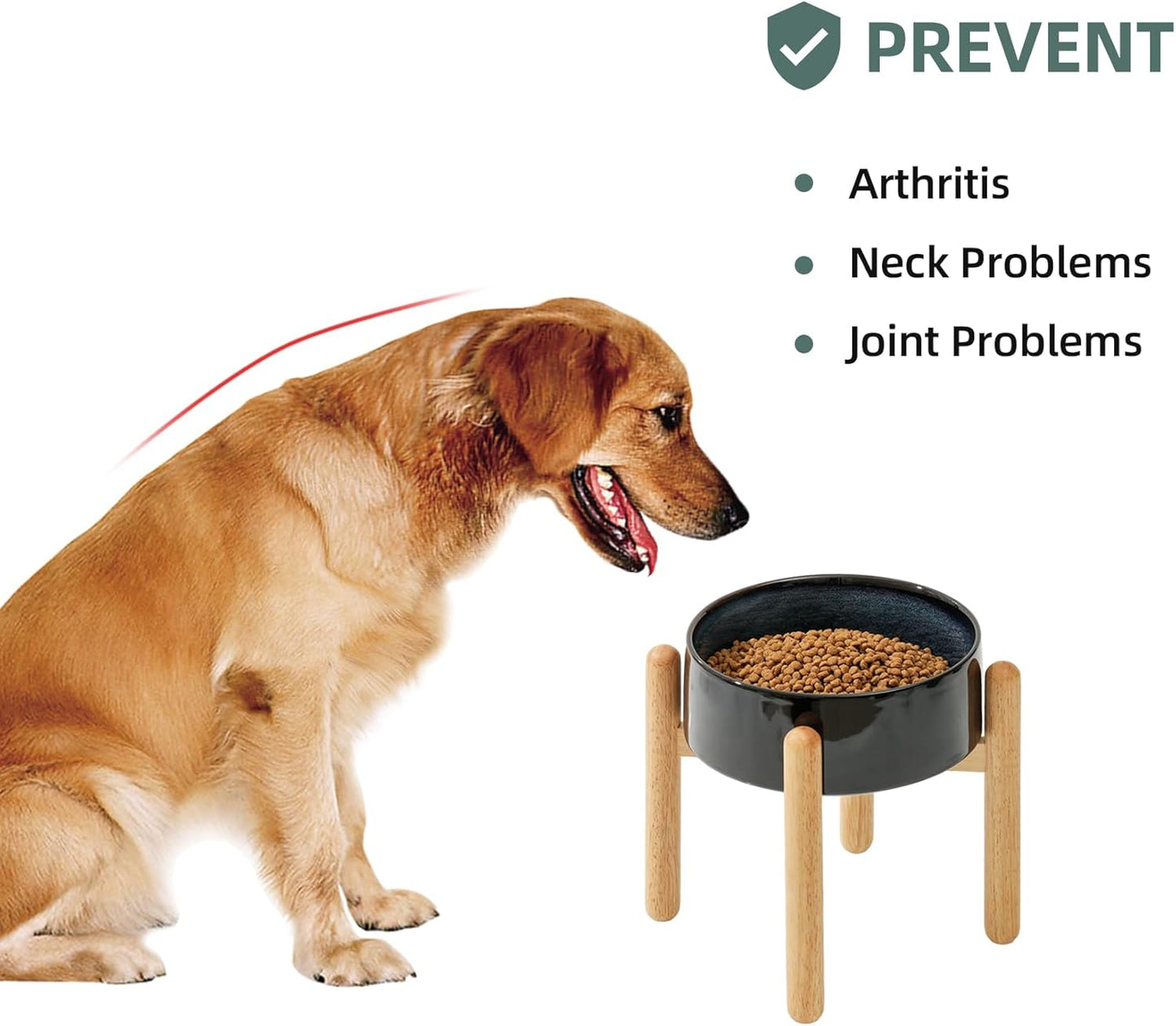 Ceramic 8.2inch Raised Dog Bowl with Stand for Large - Breed Dogs, Pet Food and Water Feeder(Single Bowl with Stand - Starry Sky)