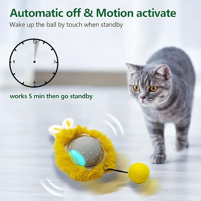 Interactive Cat Toys Ball with Super Driver, Motion Activate Electric Cat Toy Recommend on Wool Carpet (Robot), Grey, (LP16)