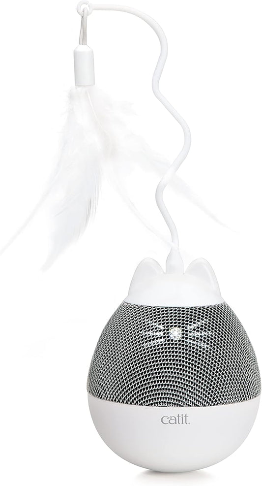 Catit PIXI Spinner, Treat Dispensing Cat Toy, Silver