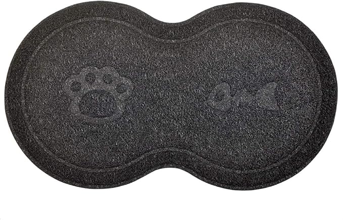 8-Shaped Small Cat Litter Box Debris Catcher Mat,18x10 Inches (Black)