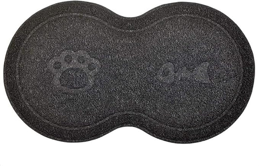 8-Shaped Small Cat Litter Box Debris Catcher Mat,18x10 Inches (Black)