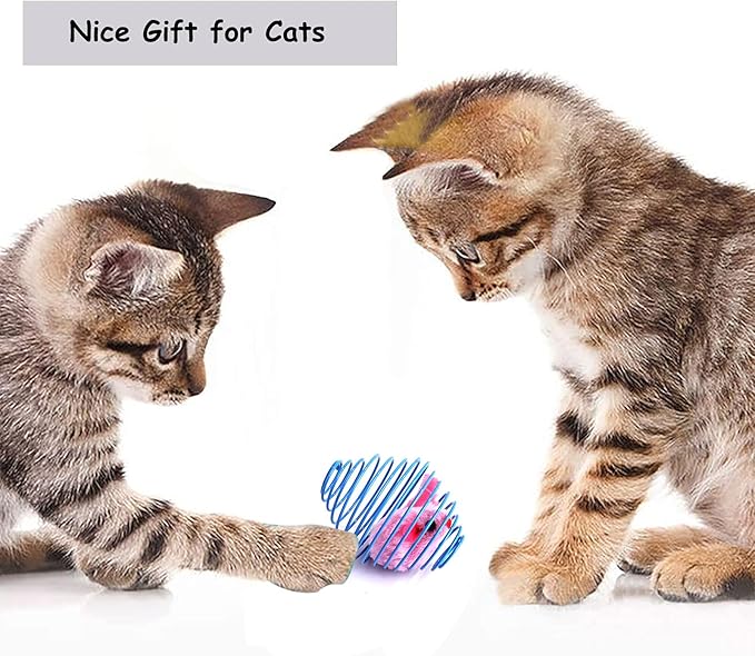 IUHKBH Cat Spring Balls, 3 Pcs Stretchable Cat Springs Toys Interactive Caged Rats Rolling Cat Balls Cat Toy
