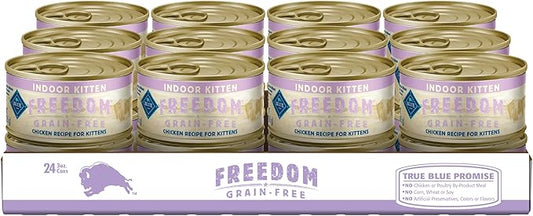 Blue Buffalo Freedom Grain-Free Kitten Wet Cat Food, Complete & Balanced Nutrition for Kittens, Made with Natural Ingredients, Chicken Recipe, 3-oz. Cans (24 Count)