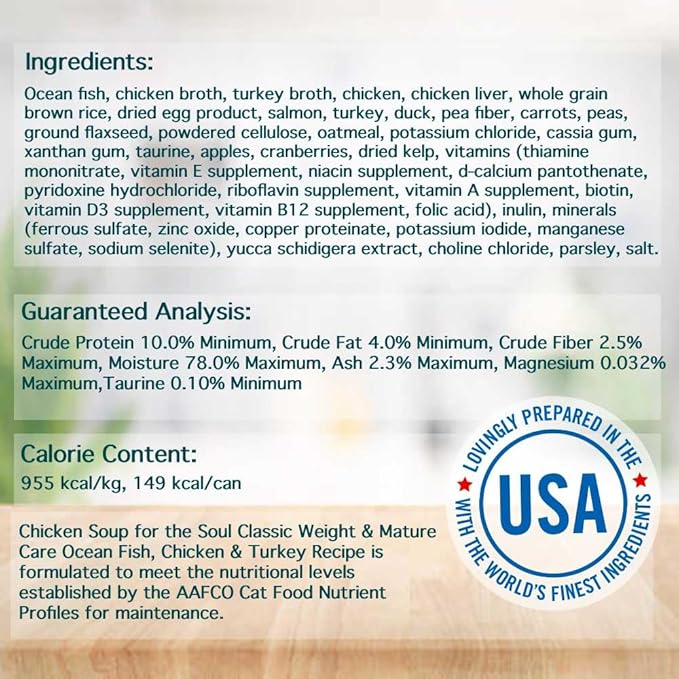 Chicken Soup For The Soul Classic Wet Senior Cat Food, Chicken & Turkey Pate, 5.5 Ounce Can (Pack of 24) | Soy Free, Corn Free, Wheat Free, Mature Cat Food Made with Real Ingredients