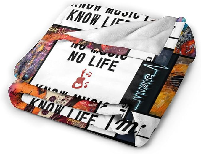 Retro Guitar Blanket for Woman Musical Instrument Guitar Throw Blanket Music Notes Decor Stuff Merch Cozy Fuzzy Warm Soft Plush Flannel Lightweight Bedding Guitar Gifts for Girls Kids Couchs 50"X40"