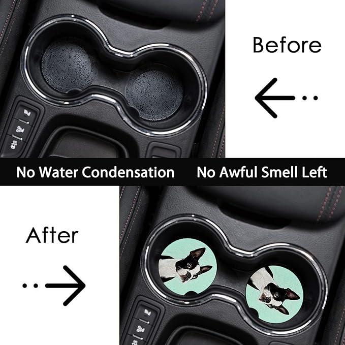 Car Coasters for Cup Holders,2 Pack Dog Car Coasters,2.75" Universal Size Anti Slip Rubber Mat,Automotive Cup Holder Decal Decor Accessories,Dog Gifts for Women,Men,Mom