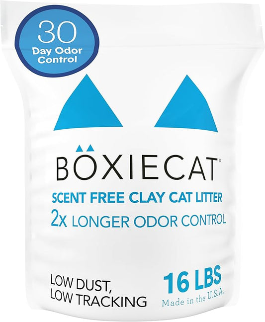Boxie® Unscented 30 Day Natural Odor Control Cat Litter, 16lb Clumping Clay Kitty Litter