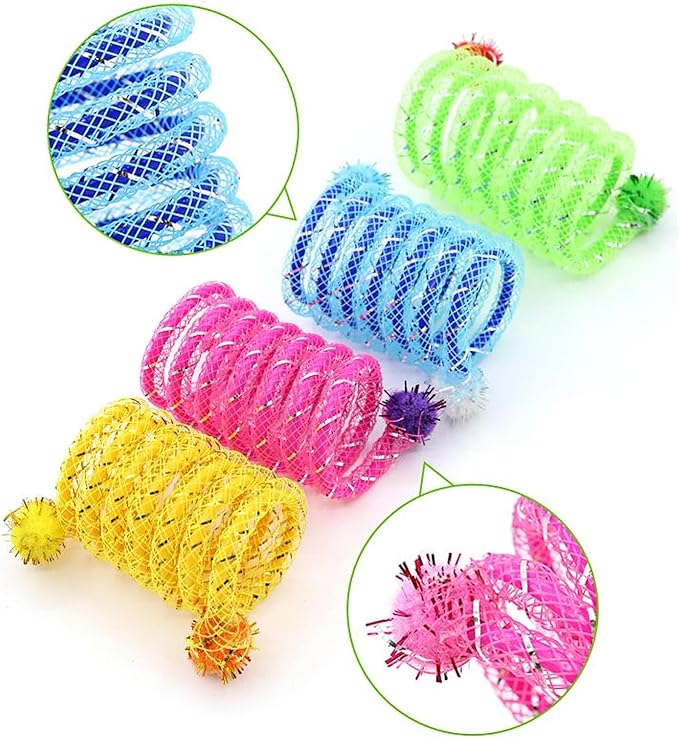 IUHKBH Cat Springs, 4 PCS Colorful Springs Cat Toys Interactive Cat Toy Plastic Coil Spiral Springs for Cat Kitten