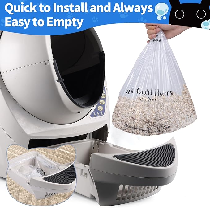 120 Pack Litter Box Robot 3 4 Waste Bags, Self Cleaning Cat Litter Box Robot Waste Liner Bags Replacement, Heavy Duty 9-11 Gallons of Capacity