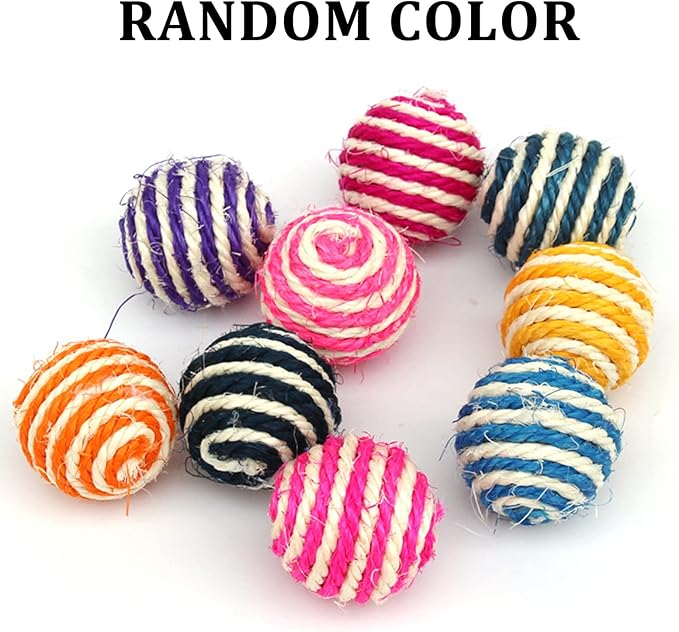 WishLotus Cat Sisal Ball 5 Packs, 4.5CM Assorted Colored Sisal Balls for Cats to Scratch, Pat, Bite or Chase, Interactive Cat Toys for Indoors Cats Random Color(4.5cm 5pcs)