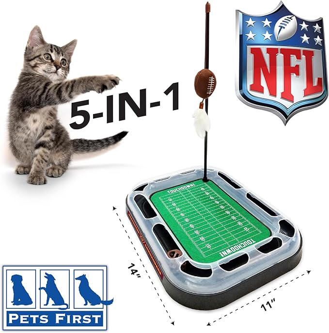 Pets First NFL Washington Commanders Cat Scratcher Football Field Board Toy with Catnip Filled Plush Football & Feather Cat Toy Hanging, with Jingle Bell Interactive Ball Cat Chasing 6-in-1 Kitty Toy