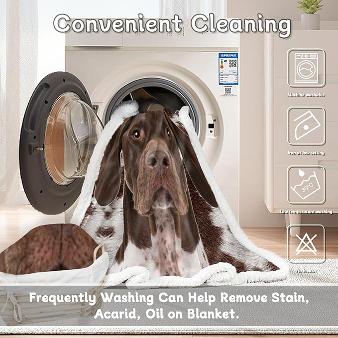 BlessLiving Dog Sherpa Blanket Soft Plush German Shorthair Sherpa Fleece Throw Blanket Pet and Dog Lovers Home Throw Blankets (Throw, 50 x 60 Inches)