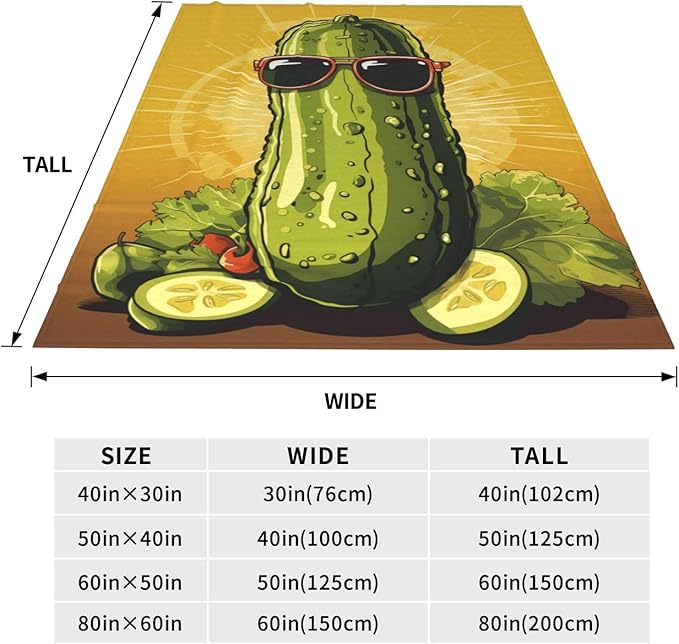 Funny Pickles Dill Blanket Gifts for Grils Women Flannel Throw Blankets for Home Couch Bed Sofa Soft Fuzzy Lightweight Decor All Season 80x60 Inches